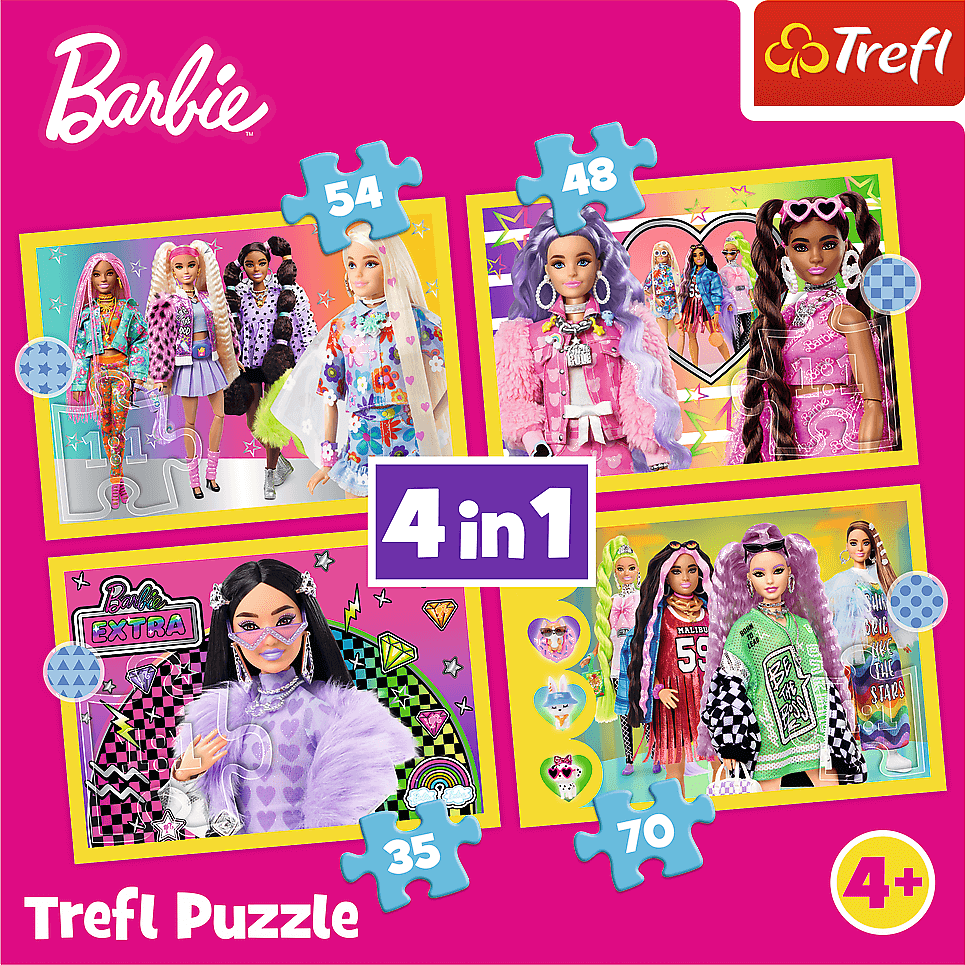 TREFL Puzzle Veselý svět Barbie 4v1 (35,48,54,70 dílků)