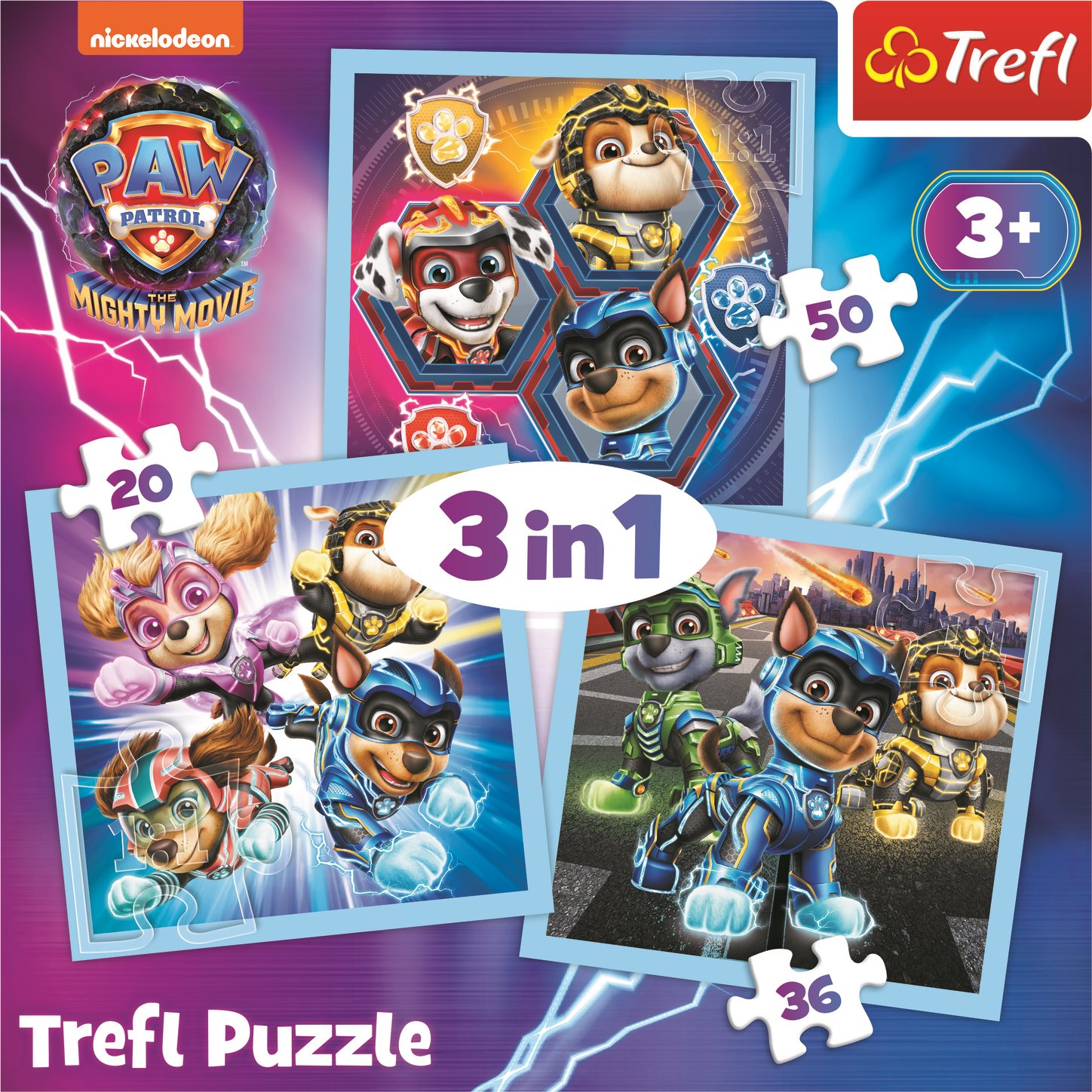 TREFL Puzzle Tlapková patrola: Mocní hrdinové 3v1 (20,36,50 dílků)