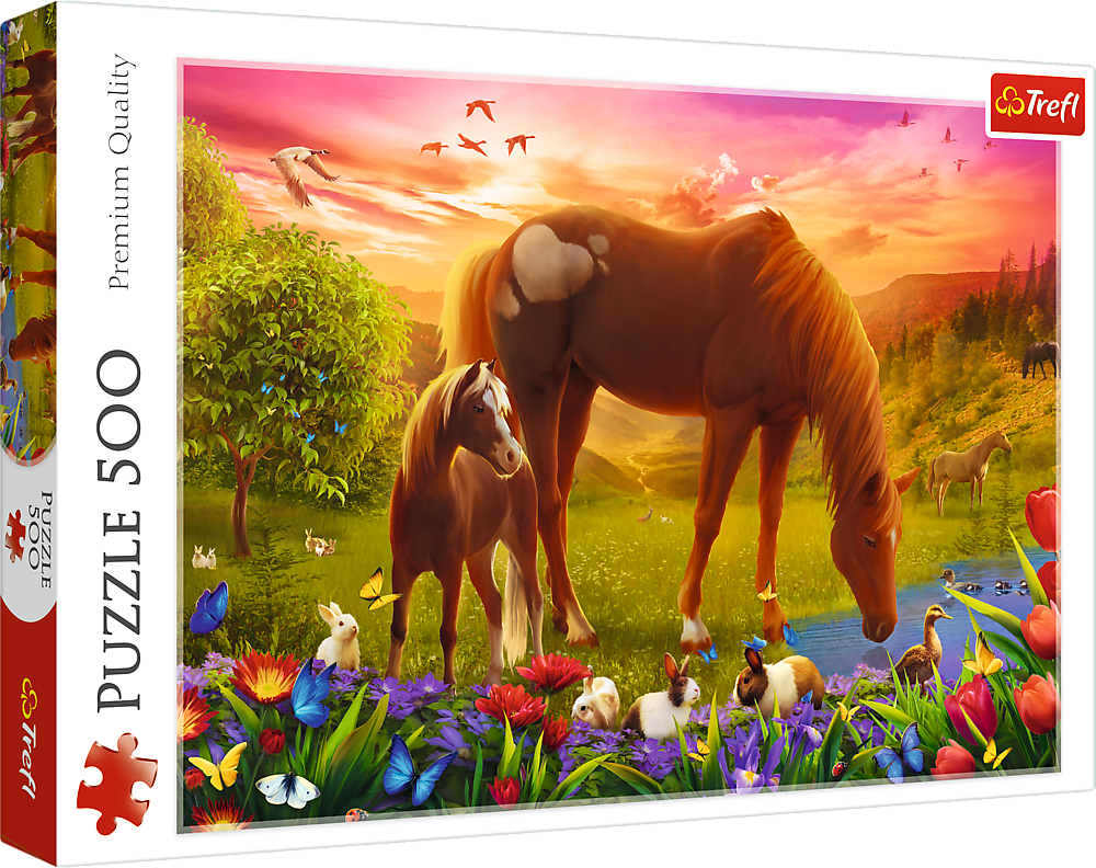 TREFL Puzzle Koně na louce 500 dílků