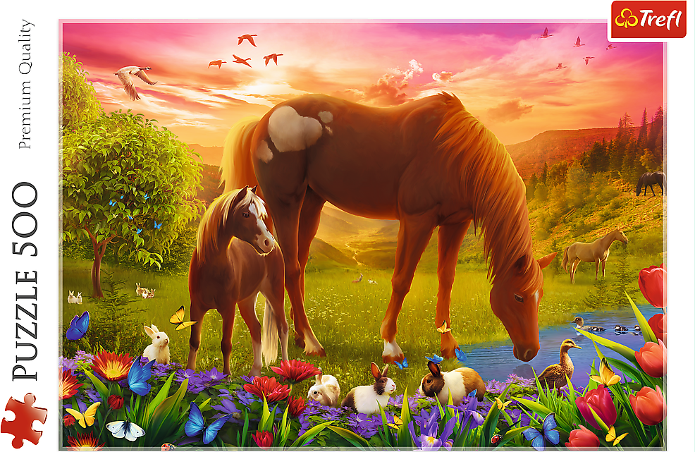 TREFL Puzzle Koně na louce 500 dílků