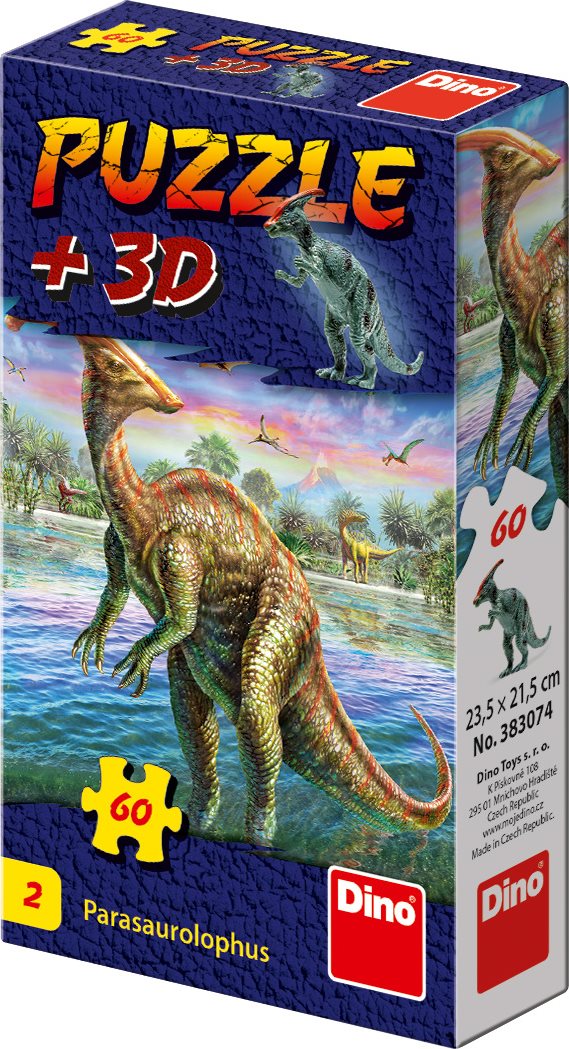 Puzzle s figurkou dinosaura: Parasaurolophus 60 dílků