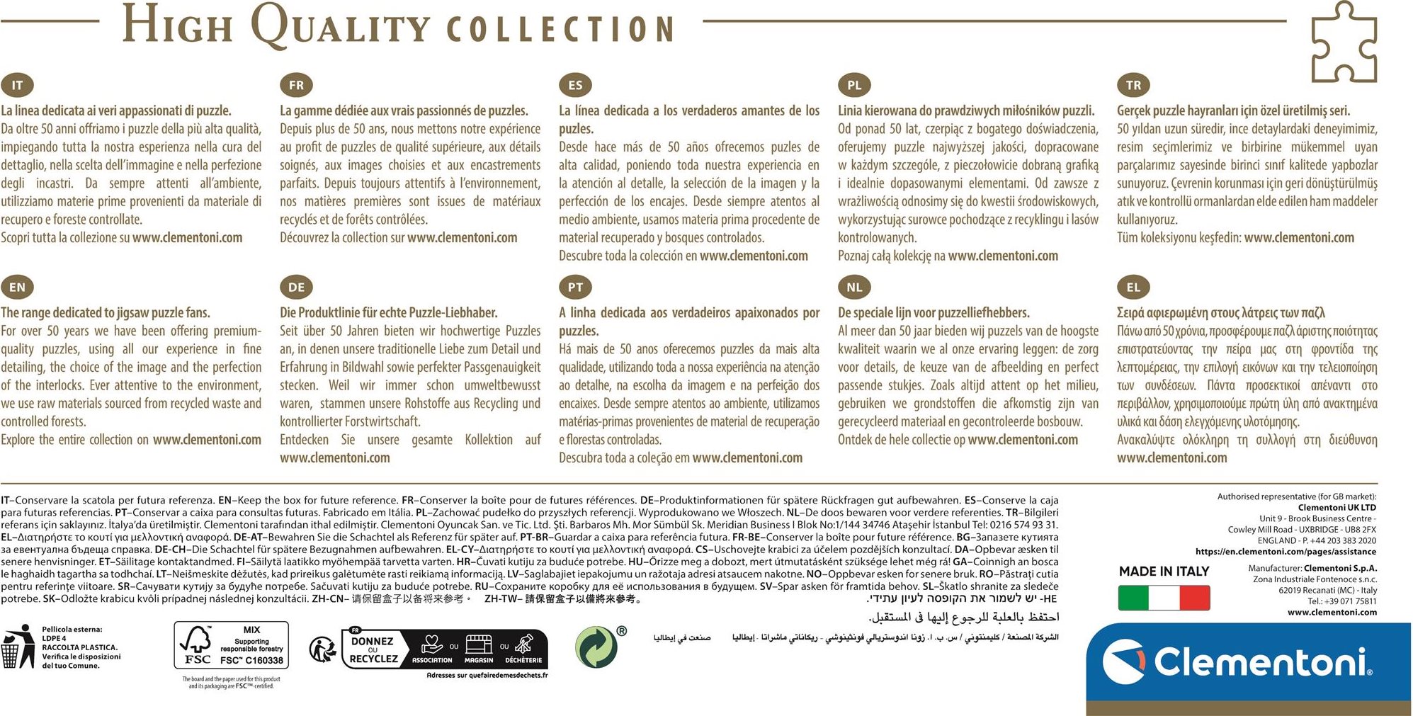 CLEMENTONI Panoramatické puzzle Přes řeku Temži 1000 dílků