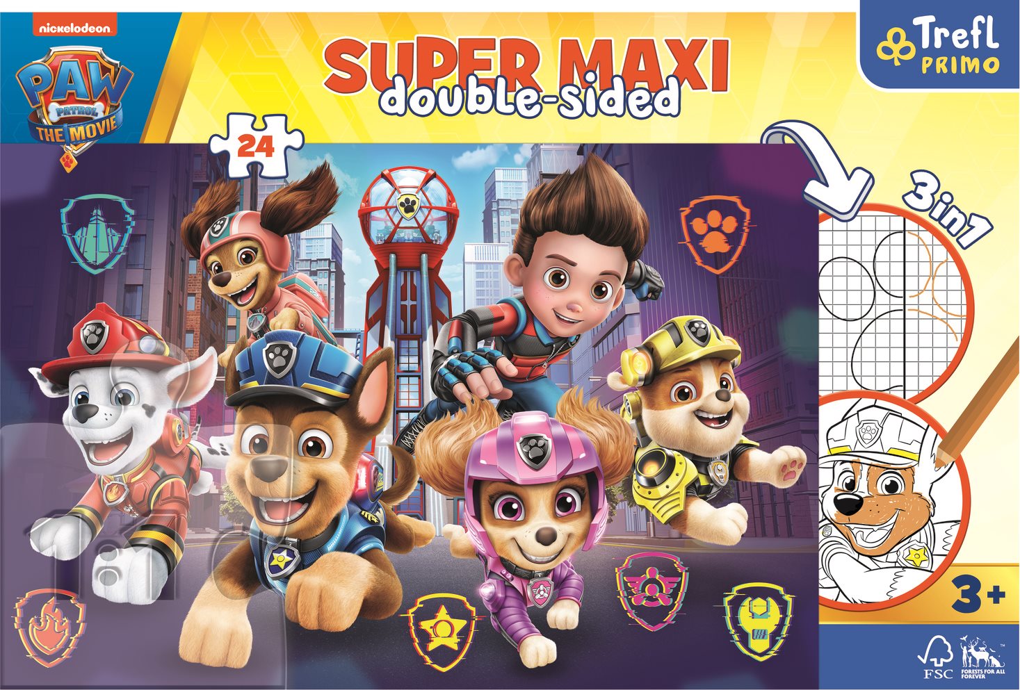 TREFL Oboustranné puzzle Tlapková patrola: Nová výzva SUPER MAXI 24 dílků