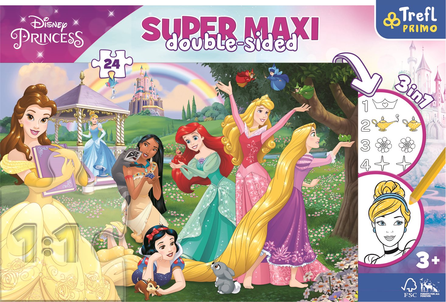 TREFL Oboustranné puzzle Veselé princezny SUPER MAXI 24 dílků