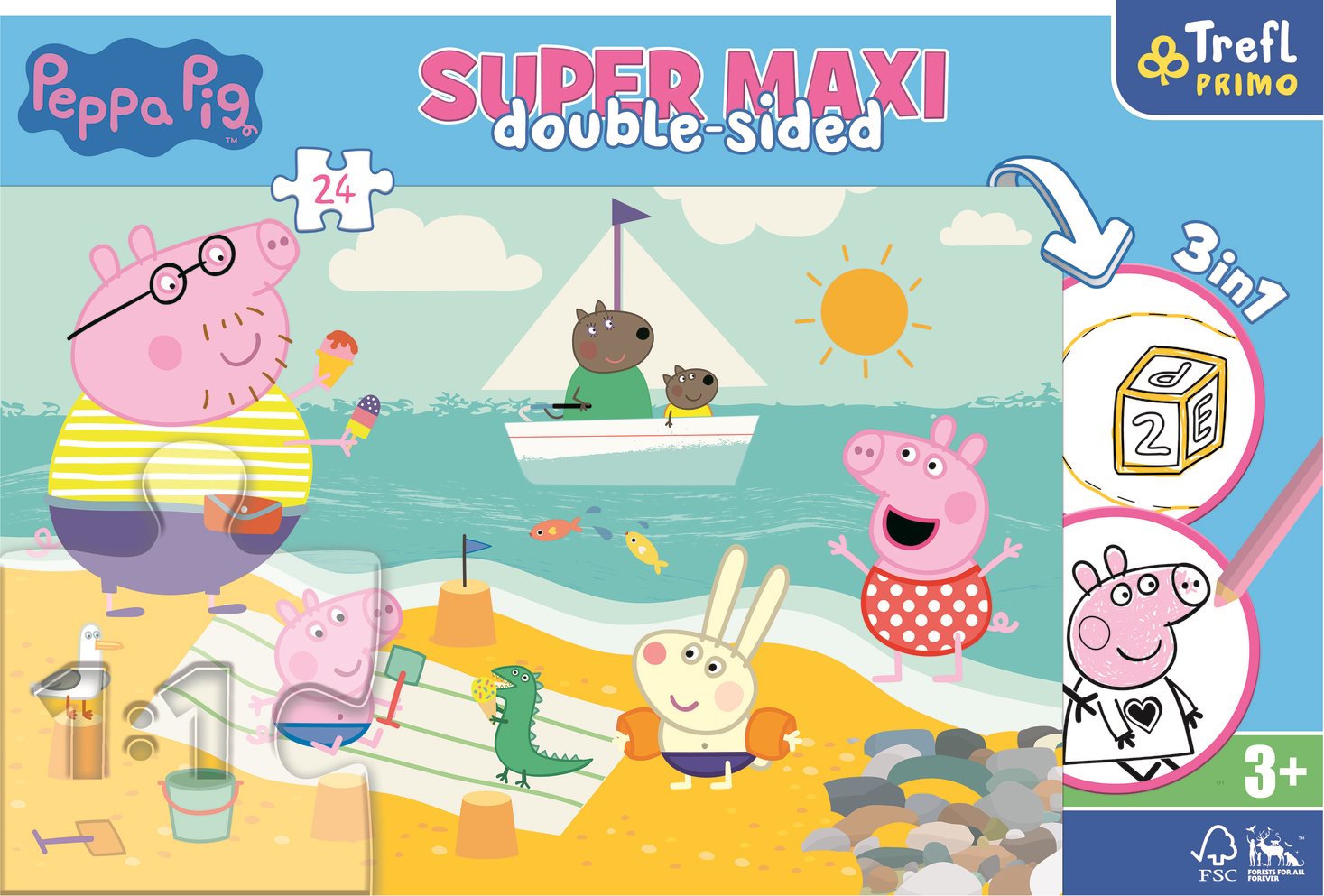 TREFL Oboustranné puzzle Prasátko Peppa SUPER MAXI 24 dílků