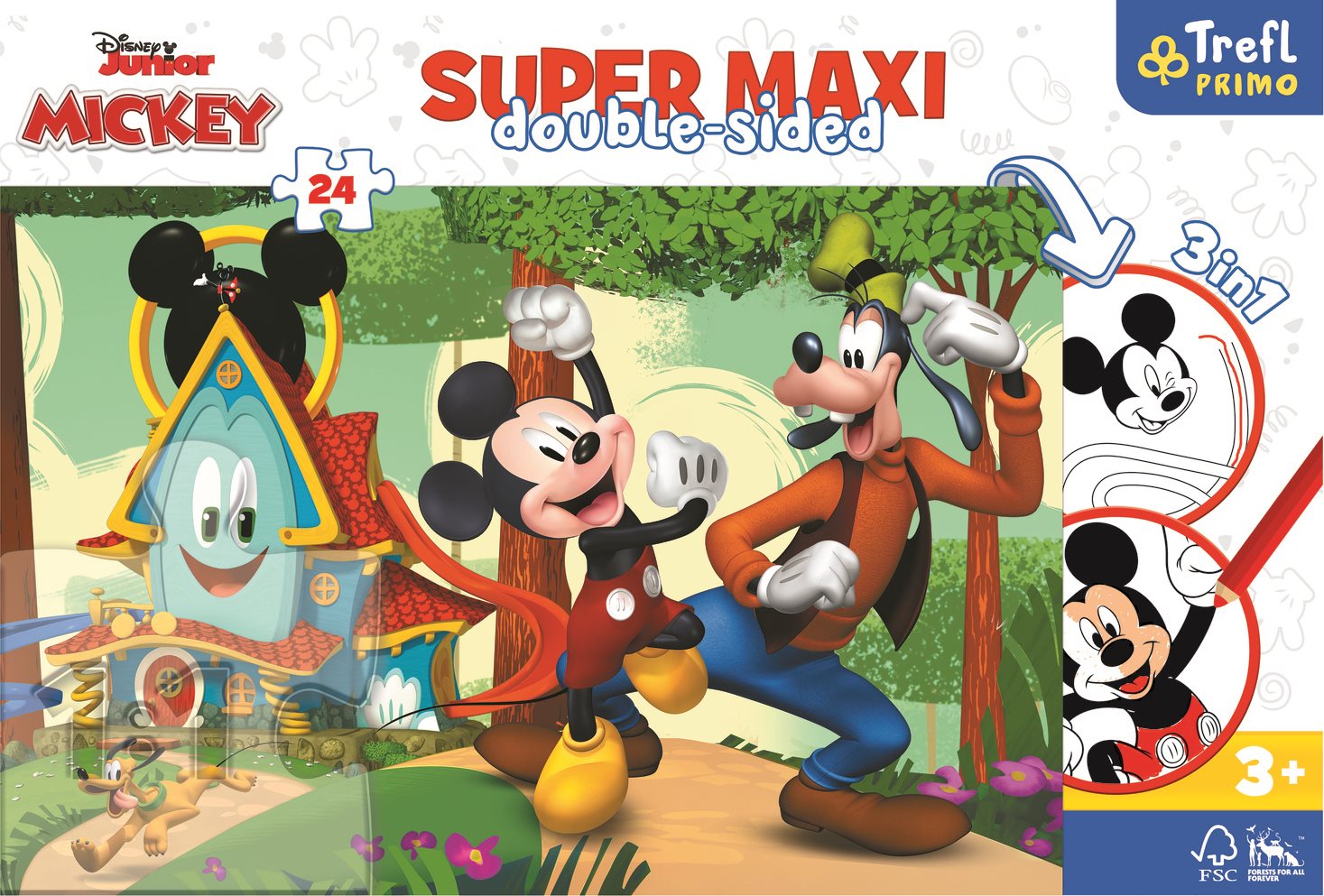 TREFL Oboustranné puzzle Mickeyho klubík SUPER MAXI 24 dílků