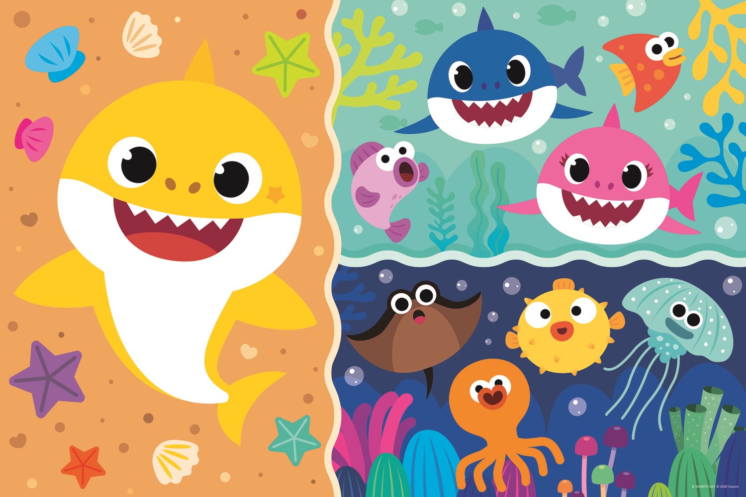 TREFL Oboustranné puzzle Baby Shark SUPER GIANT 15 dílků