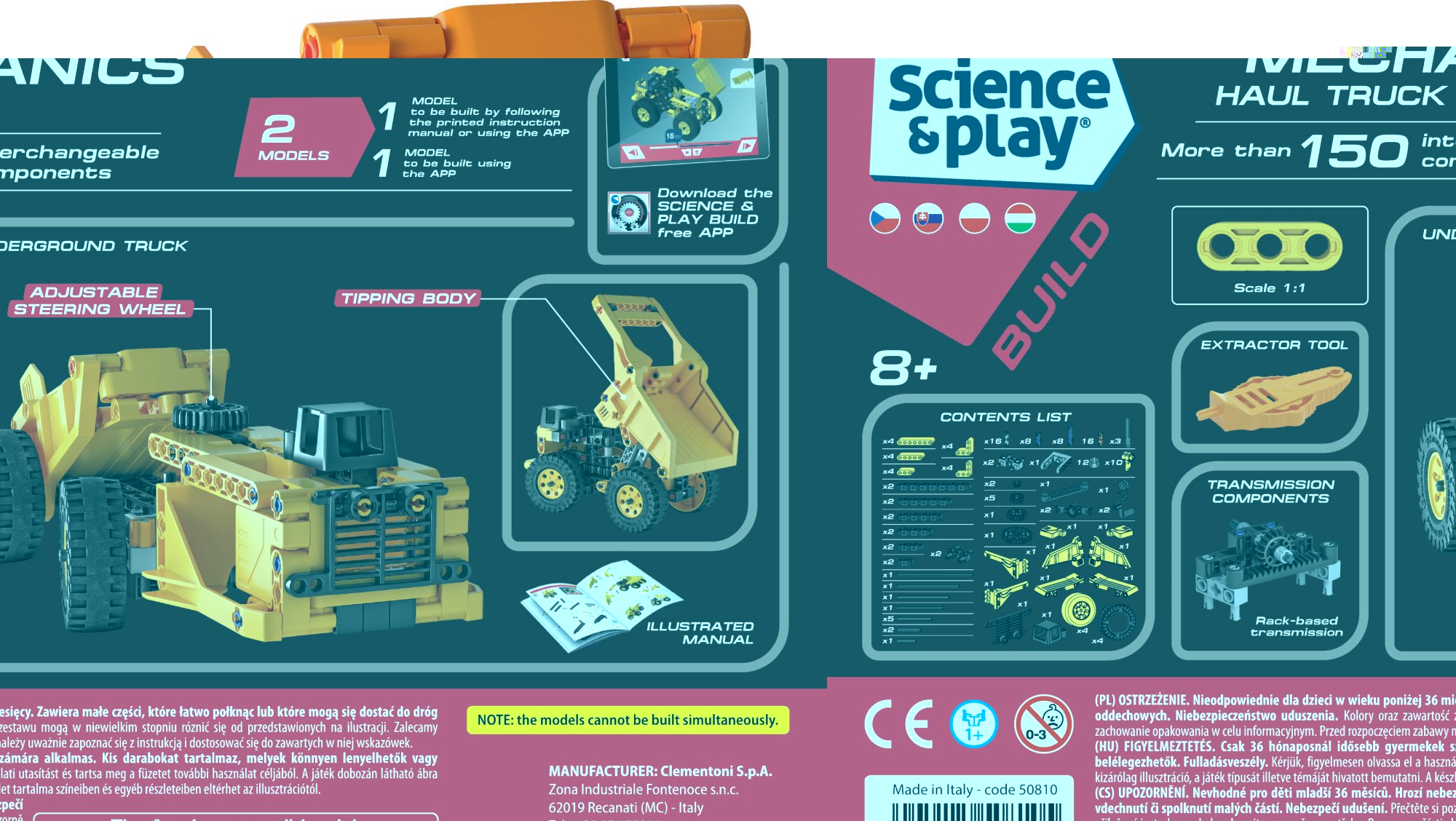 CLEMENTONI Science&Play Mechanická laboratoř Těžební auta 2v1