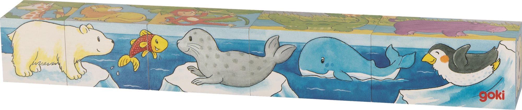 GOKI Dřevěné kostky Safari a Arktida, 5 kostek