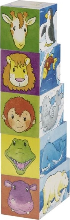 GOKI Dřevěné kostky Safari a Arktida, 5 kostek