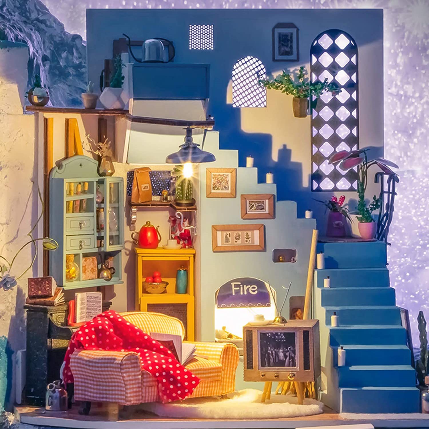 ROBOTIME Rolife DIY House: Joyin obývací pokoj s LED osvětlením