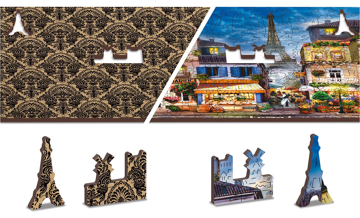 WOODEN CITY Dřevěné puzzle Snídaně v Paříži 2v1, 300 dílků EKO