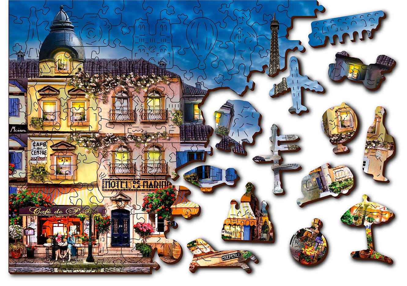 WOODEN CITY Dřevěné puzzle Snídaně v Paříži 2v1, 300 dílků EKO