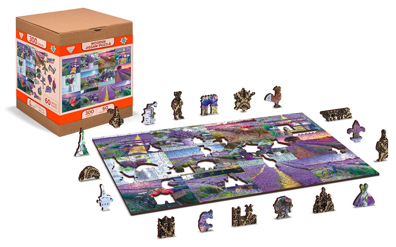 WOODEN CITY Dřevěné puzzle Levandulová Francie 2v1, 150 dílků EKO
