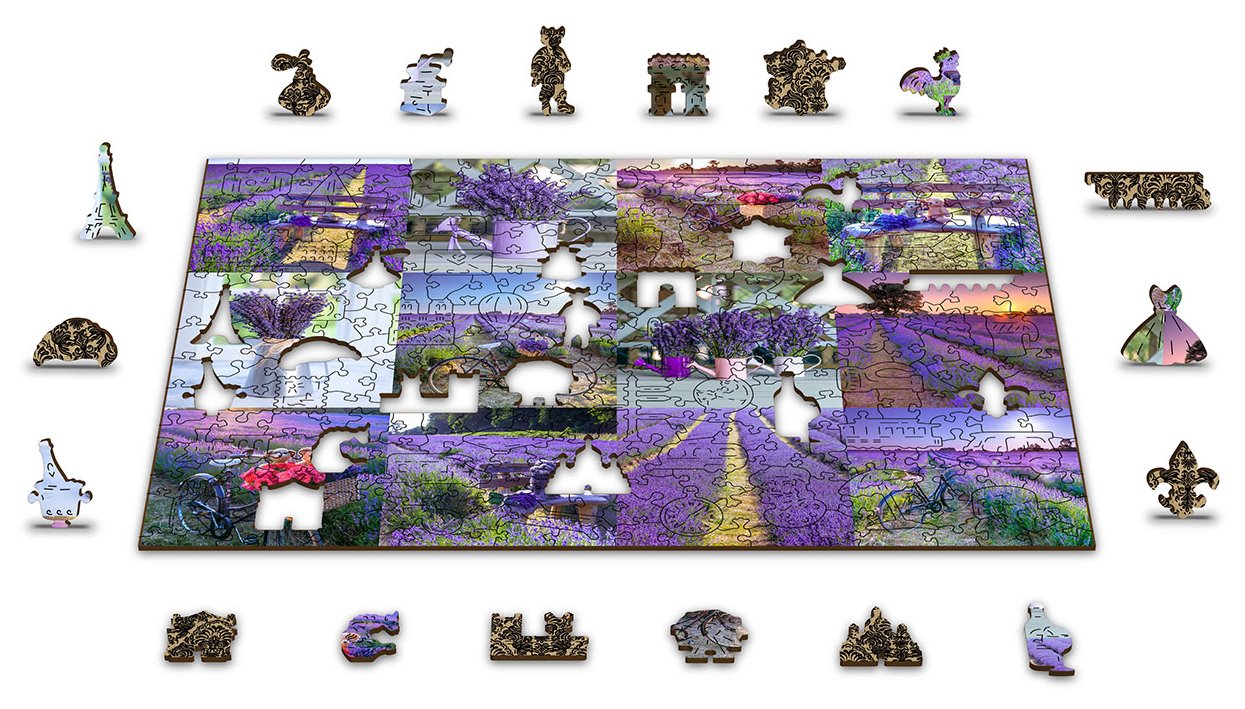 WOODEN CITY Dřevěné puzzle Levandulová Francie 2v1, 75 dílků EKO