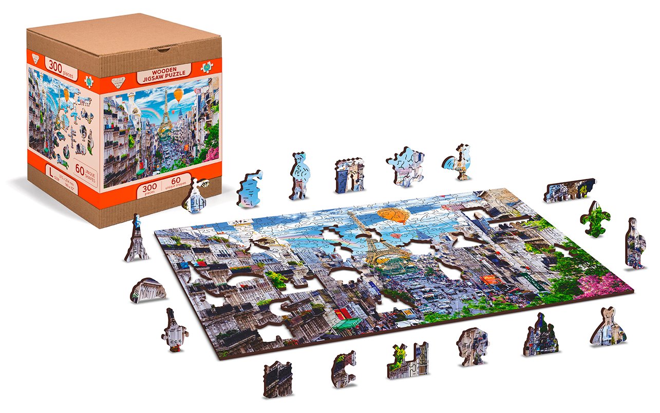 WOODEN CITY Dřevěné puzzle Rušná Paříž 2v1, 150 dílků EKO