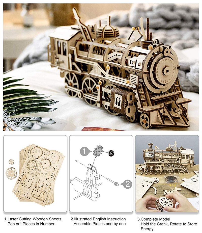ROBOTIME Rokr 3D dřevěné puzzle Lokomotiva 350 dílků