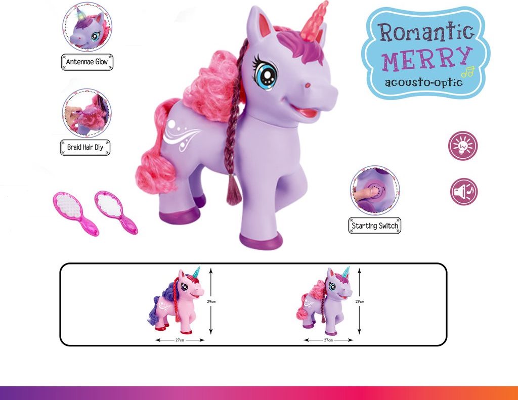 MAC TOYS Jednorožec se zvukem, růžový