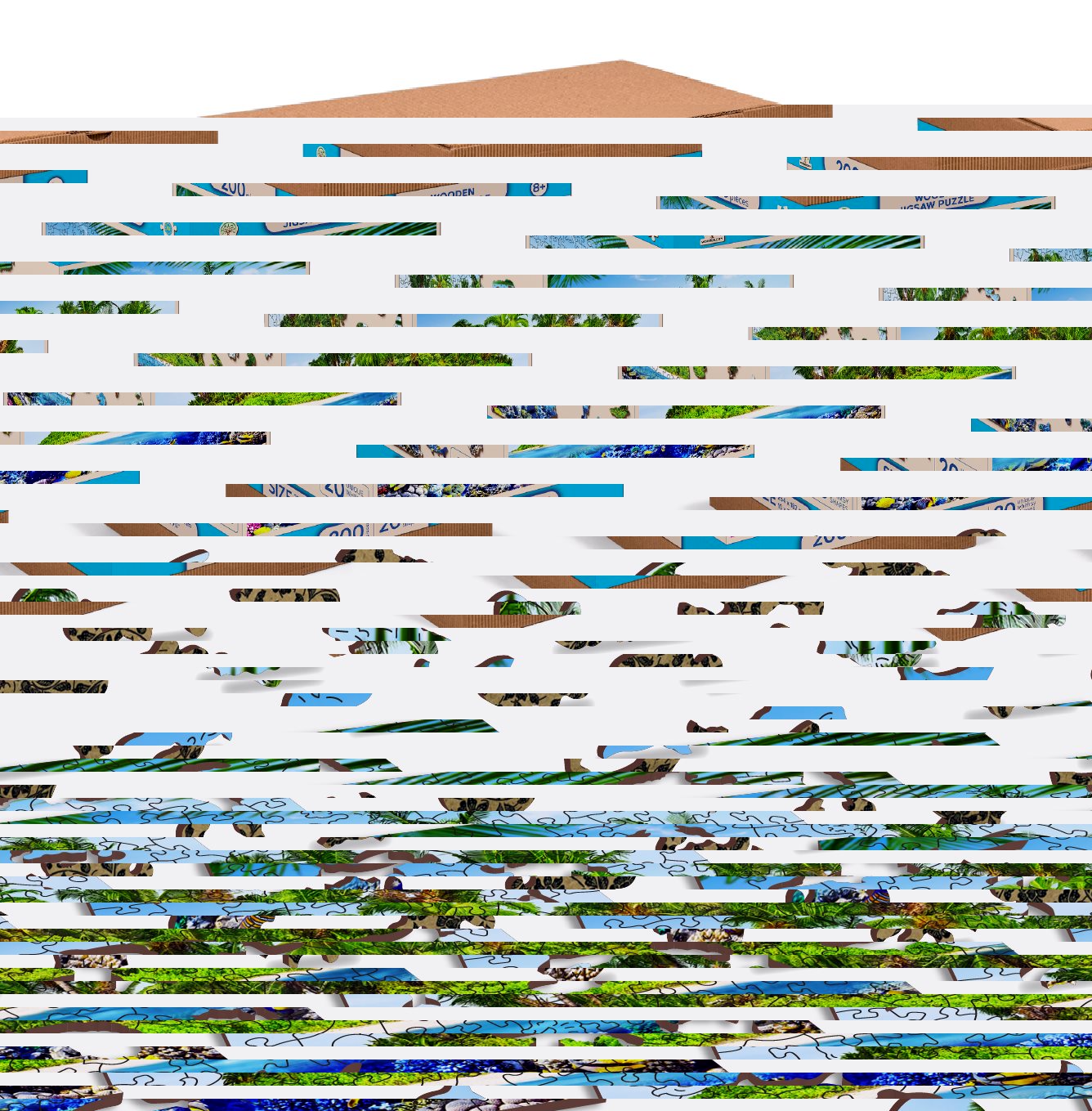 WOODEN CITY Dřevěné puzzle Exotický ostrov pokladů 2v1, 200 dílků EKO