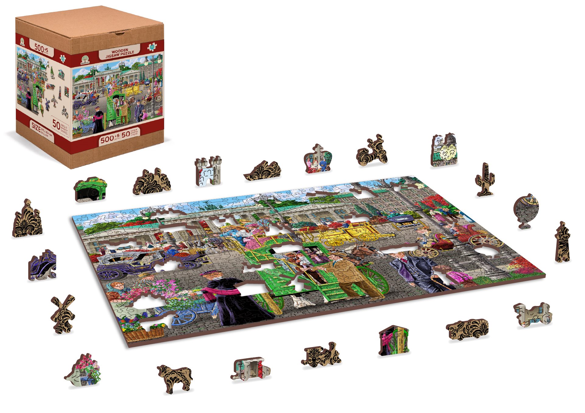 WOODEN CITY Dřevěné puzzle Pařížské náměstí v Berlíně 2v1, 505 dílků EKO