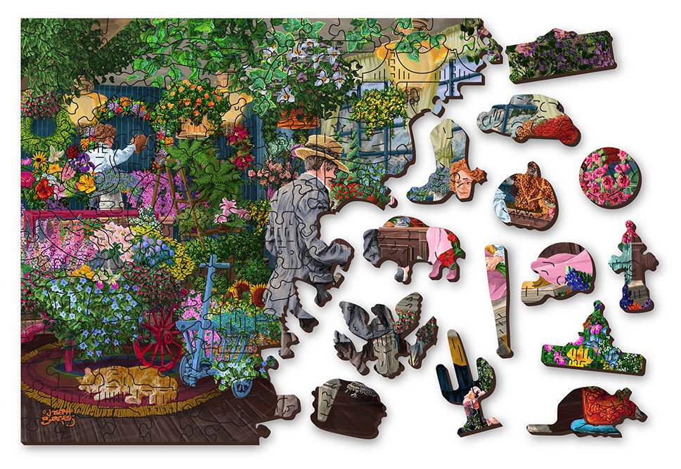 WOODEN CITY Dřevěné puzzle Květinářství 2v1, 400 dílků EKO