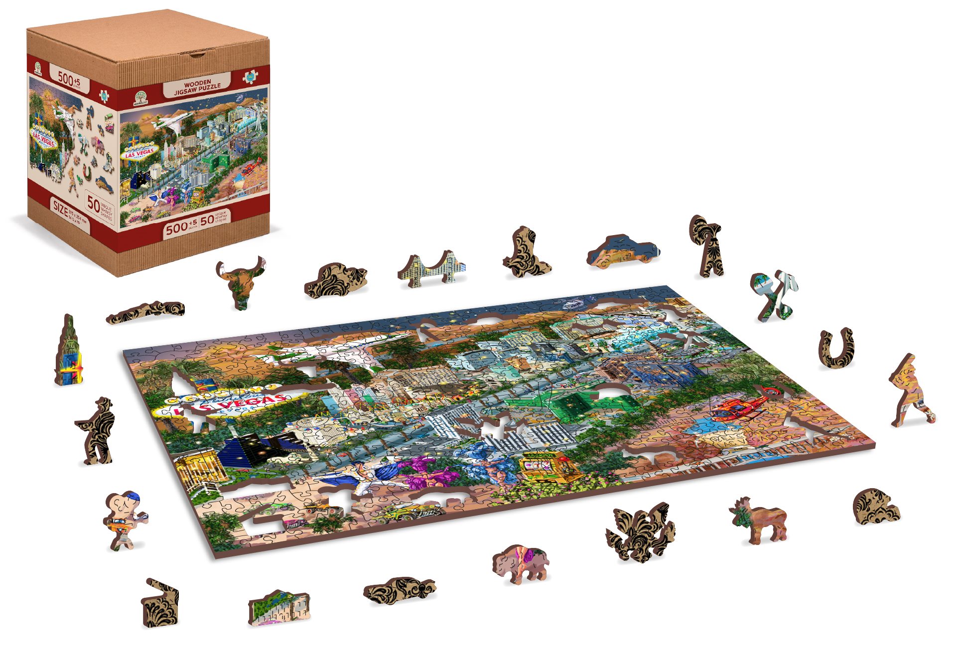 WOODEN CITY Dřevěné puzzle Vítejte v Las Vegas 2v1, 505 dílků EKO