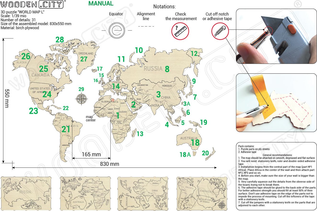 WOODEN CITY Dřevěná mapa světa velikost L (83x55cm)