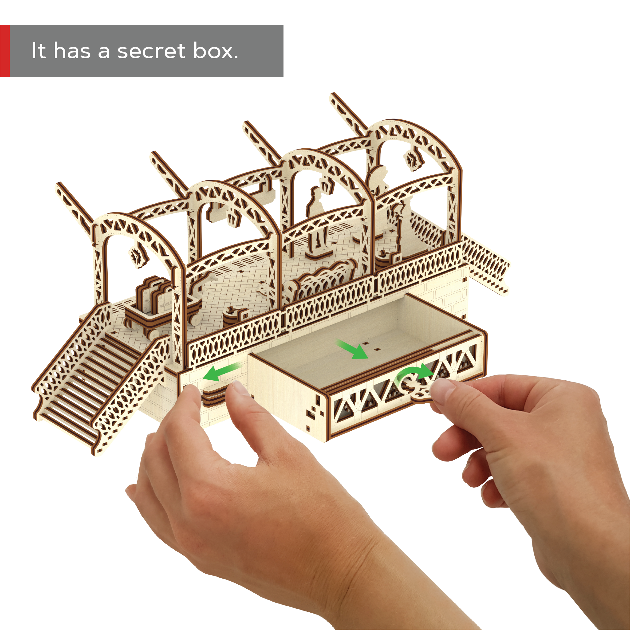 WOODEN CITY 3D puzzle Železniční stanice 175 dílů