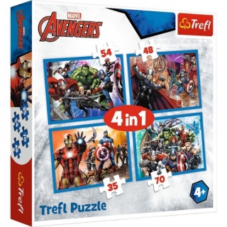 PUZZLE AVENGERS JSME JEDEN TÝM 4v1 MIX 35,48,54 A 70 DÍLKŮ > varianta 34310