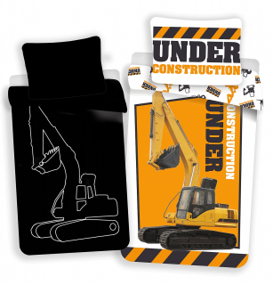 JERRY FABRICS Povlečení Bagr svítící efekt 140x200, 70x90 cm