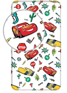 JERRY FABRICS Prostěradlo Cars White 90/200