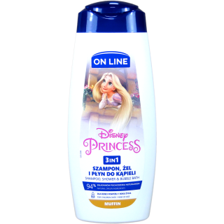 ON LINE KIDS 3V1 ŠAMPON, PĚNA A SPRCHOVÝ GEL DISNEY PRINCESS 400 ML