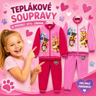 DÍVČÍ TEPLÁKOVÁ SOUPRAVA PAW PATROL tmavě růžová