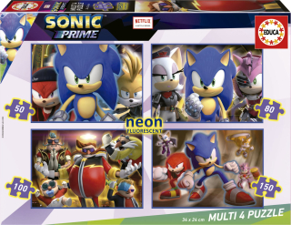 SVÍTÍCÍ PUZZLE SONIC Prime 4v1 (50,80,100,150 dílků)