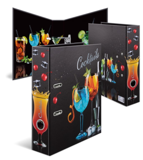 DESIGNOVÝ PÁKOVÝ POŘADAČ A4 7CM KARTON MOTIV - KOKTEJLY