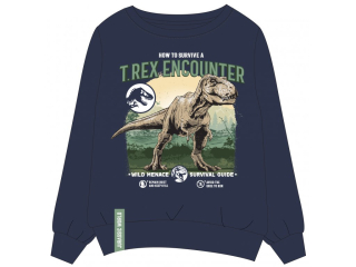 CHLAPECKÁ MIKINA JURSKÝ SVĚT T-REX PŘES HLAVU MODRÁ
