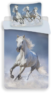 JERRY FABRICS Povlečení Horses white 140/200, 70/90
