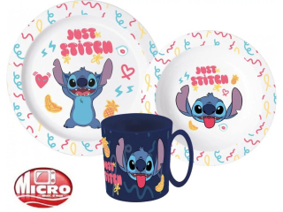 Jídelní sada Lilo a Stitch talířek, miska, hrneček