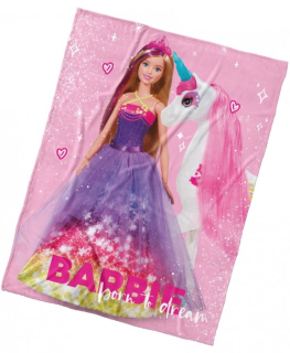 DĚTSKÁ DEKA BARBIE A KOUZELNÝ JEDNOROŽEC 130X170 CM