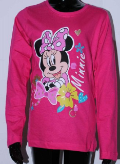 DÍVČÍ TRIČKO MINNIE dlouhý rukáv tmavě růžová