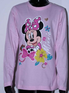 DÍVČÍ TRIČKO MINNIE dlouhý rukáv světle růžová