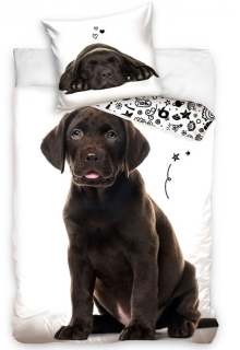 BAVLNĚNÉ POVLEČENÍ ŠTĚŇÁTKO HNĚDÝ LABRADOR