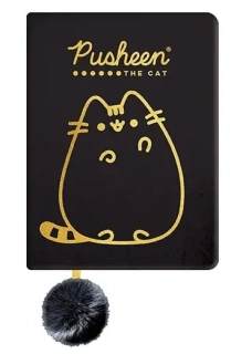 PLYŠOVÝ ZÁPISNÍK A5/96 LISTŮ PUSHEEN ČERNÝ