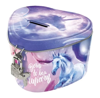 POKLADNIČKA VE TVARU SRDCE SE ZÁMKEM JEDNOROŽEC 24