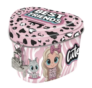 POKLADNIČKA VE TVARU SRDCE SE ZÁMKEM BEST FRIENDS 24