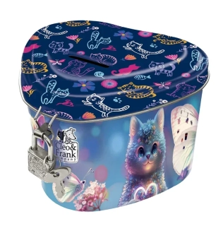 POKLADNIČKA VE TVARU SRDCE SE ZÁMKEM CLEO A FRANK KOČKA 24