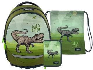 ŠKOLNÍ SET 3 KS DONOSAURUS batoh,sáček,penál vhodný pro prvňáčka