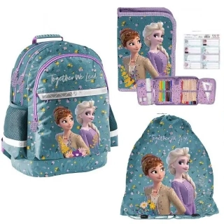 PASO ZVÝHODNĚNÁ ŠKOLNÍ SADA 4 KS LEDOVÉ KRÁLOVSTVÍ batoh,penál,sáček,jmenovky na sešity