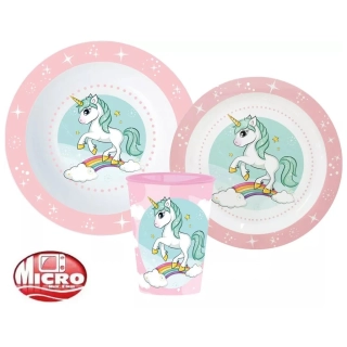 Jídelní sada Unicorn JEDNOROŽEC mikro, talířek, miska, pohárek