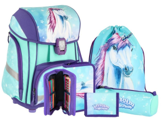 Školní batoh - 5-dílný set SMART 3D s LED osvětlením - Little Dream